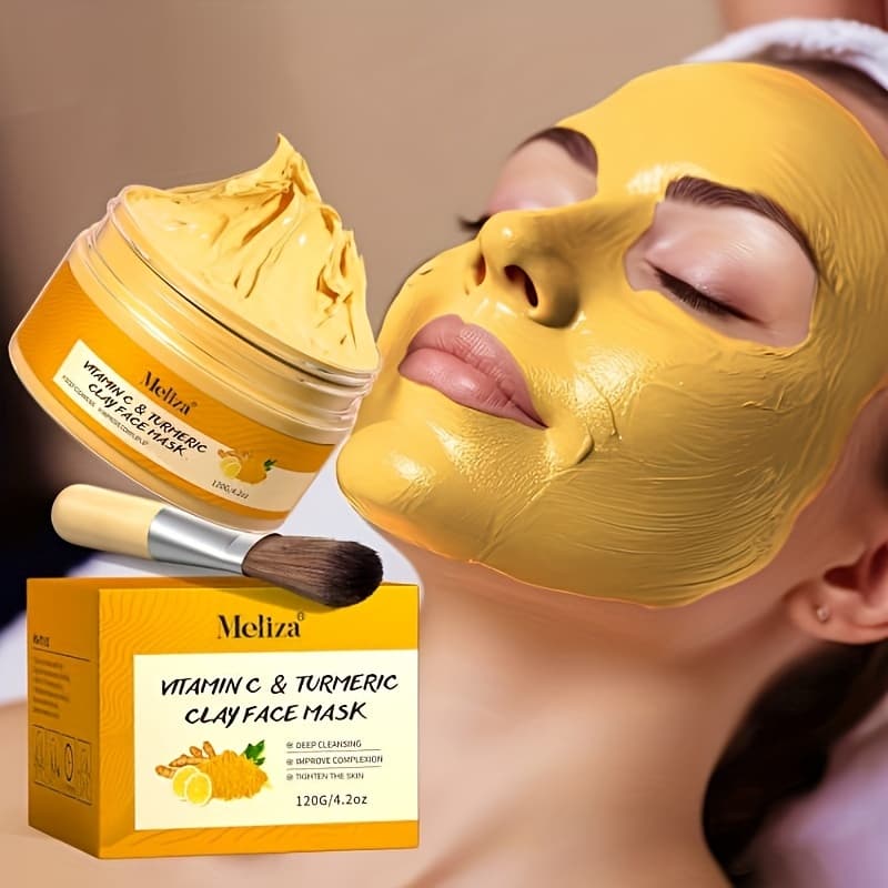 Turmeric Vitamin C Cleaning Facial Mask Turmeric Mud Facial Mask Deep Cleaning Facial Mask Vitamin C Smearing Facial Mask Perfect Gift for Christmas, Halloween, Carnival, Valentine's Day and New Year