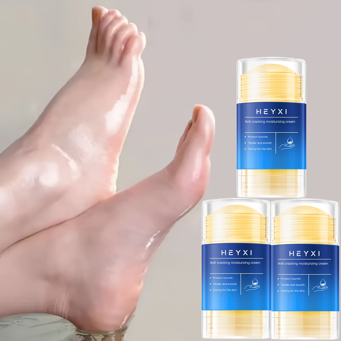 3pcs Intensive Moisturizing Foot Stick - Enriched with Glycerin and Vitamin E to Nourish Dry Feet and Hands. Stick Design for Easy Portability and Application. Provides Excellent Hydration and Long-la