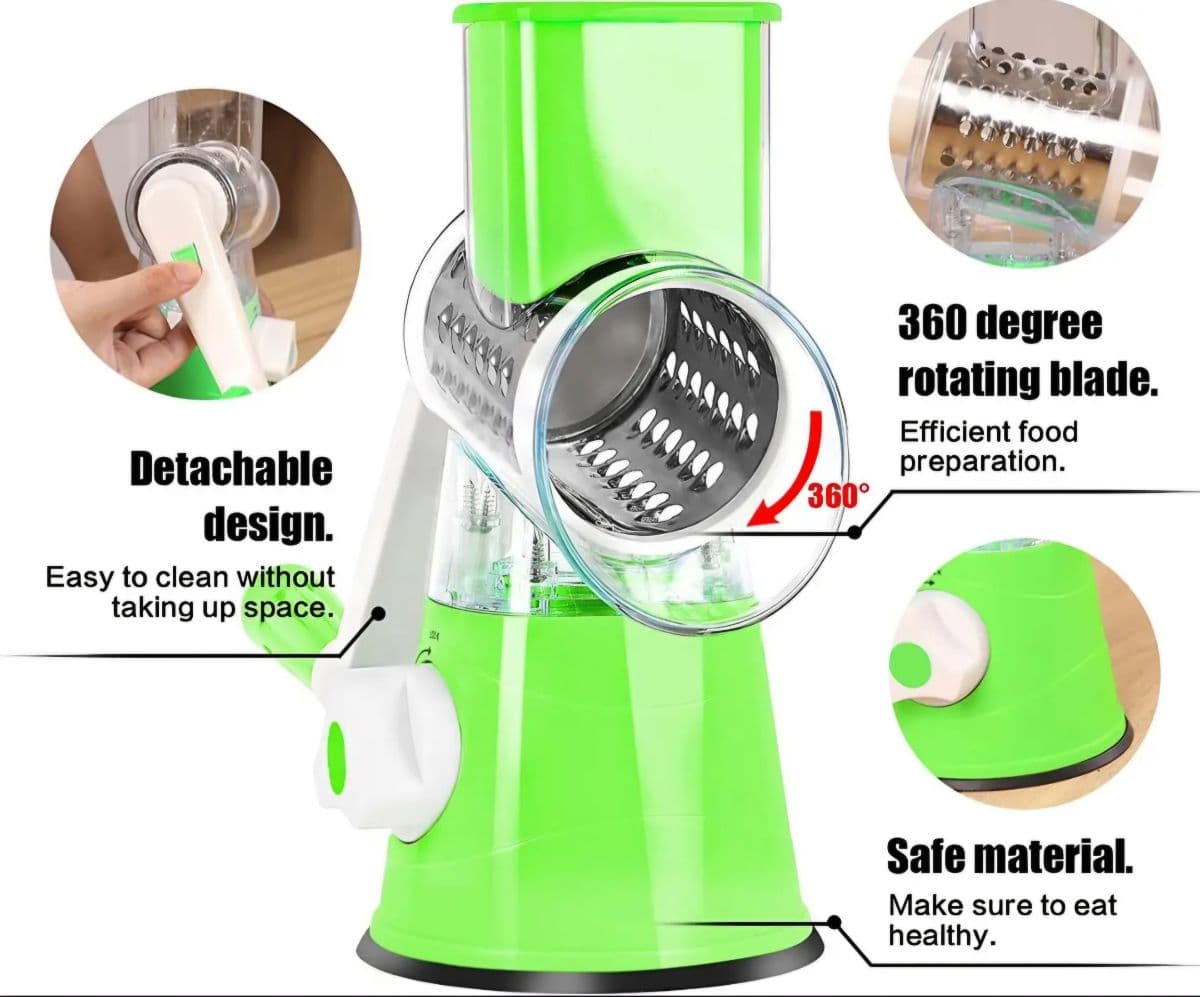 Multifunctional Rotary Drum Vegetable Slicer & Grater