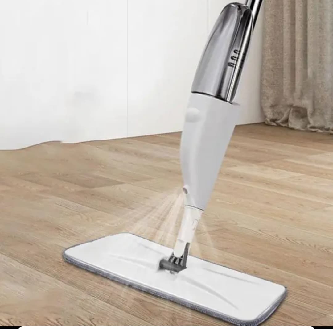 Microfiber Spray Mop with Refillable Bottle & Cleaning Scraper