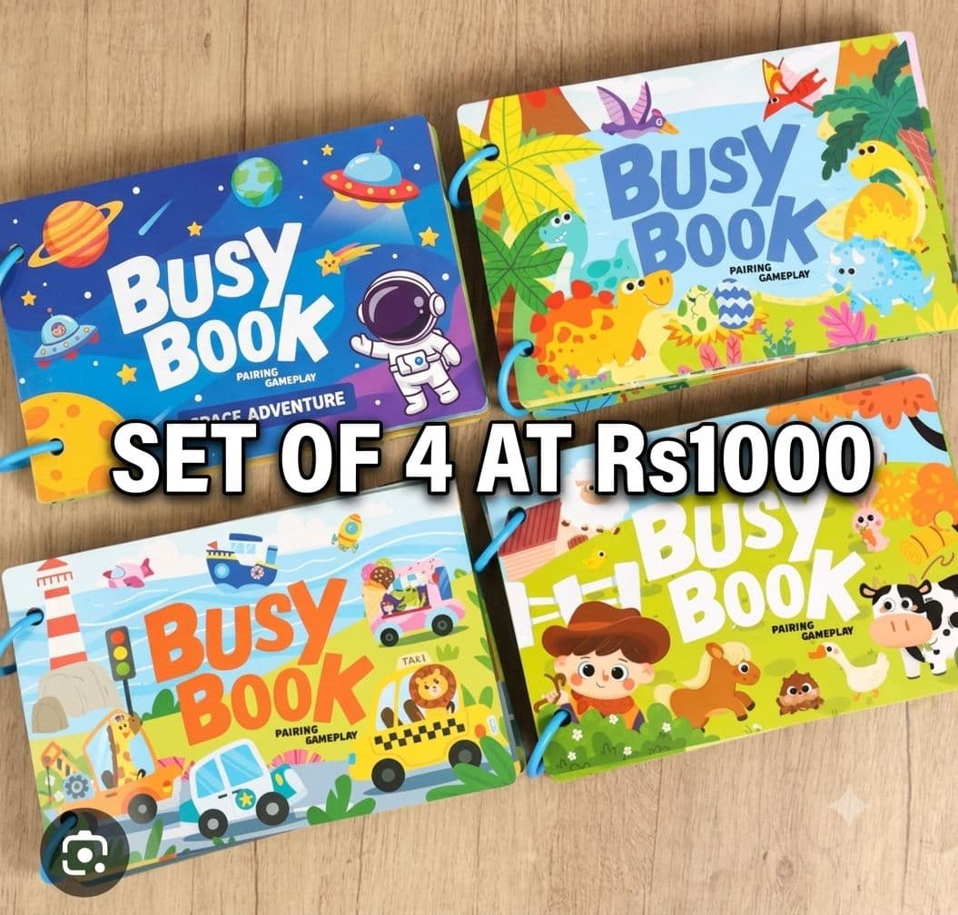 Montessori Interactive Busy Books – Assorted Set of 4