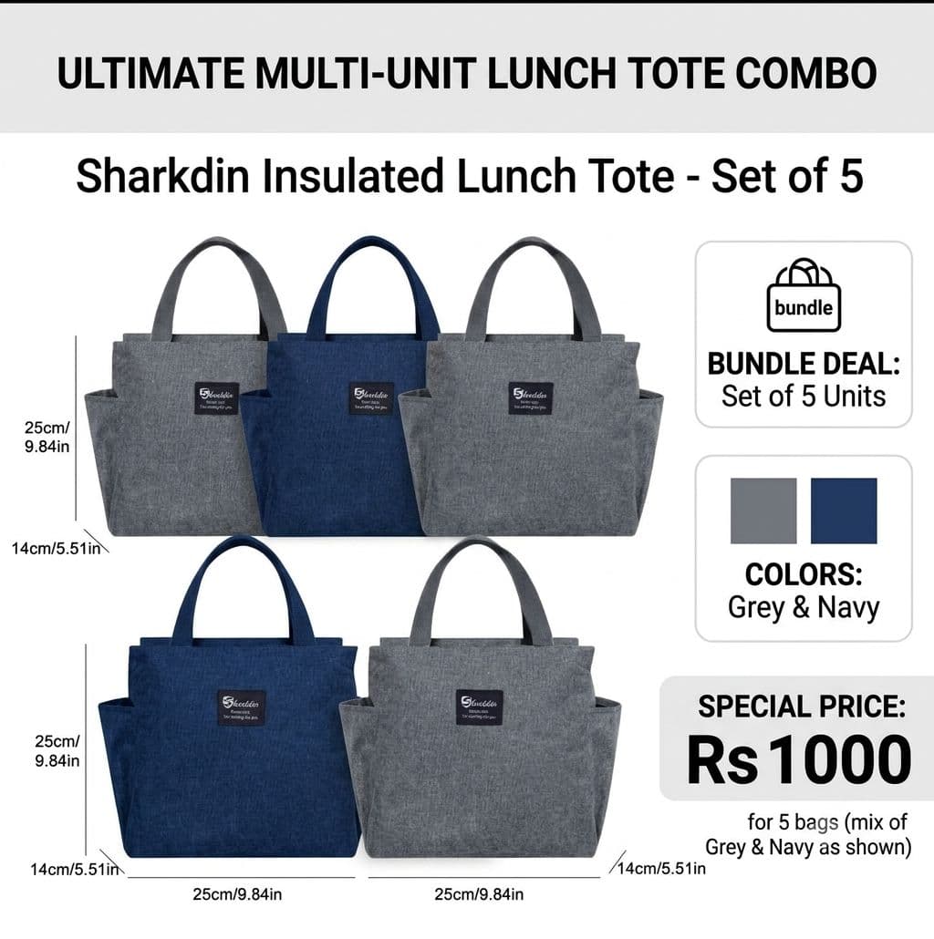 Sharkdin Insulated Lunch Tote – Special Bundle Deal (Set of 5)