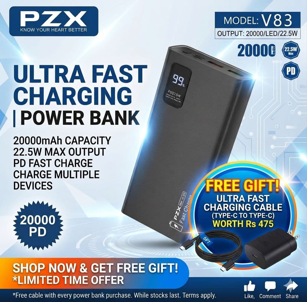 PZX V83 20000mAh Ultra Fast Charging Power Bank