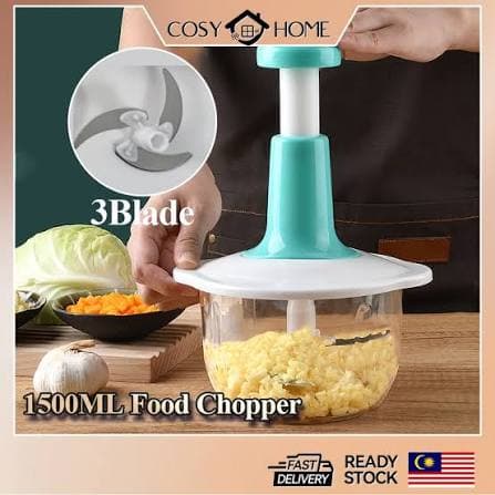1500ML 3-Blade Manual Food Chopper