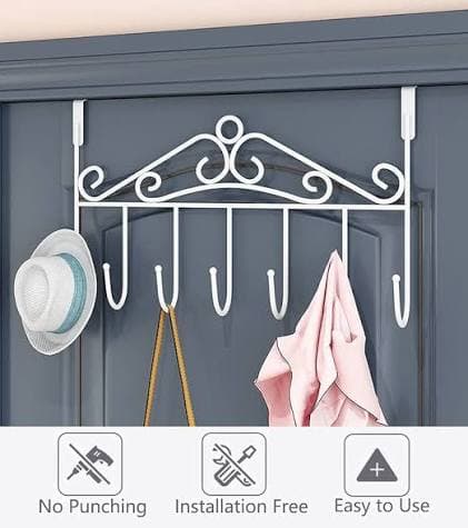 1 pc Decorative Over-the-Door 7-Hook Rack