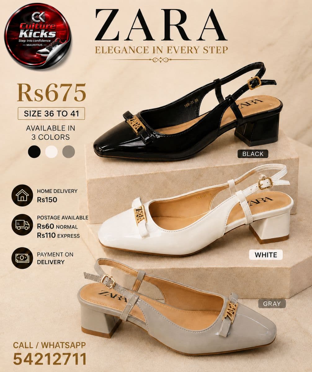 ZARA Elegance Slingback Block Heel Shoes