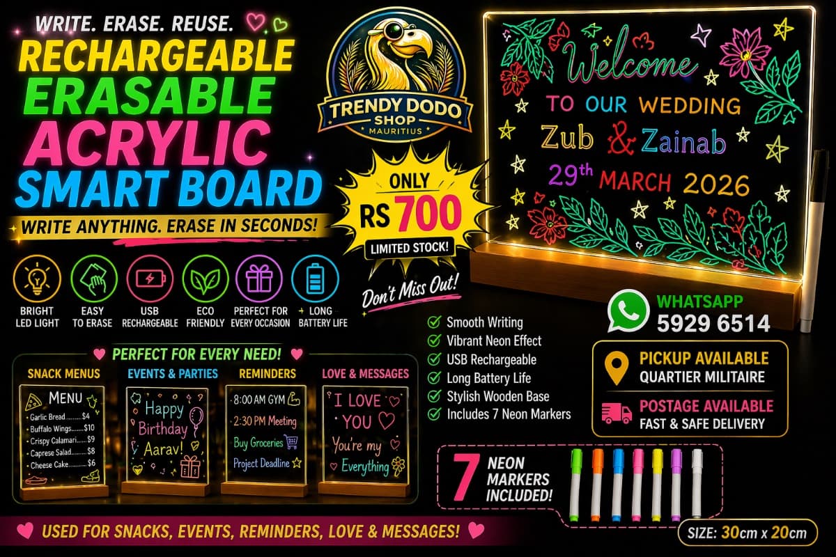 Acrylic Erasable Multi-Purpose Led Board