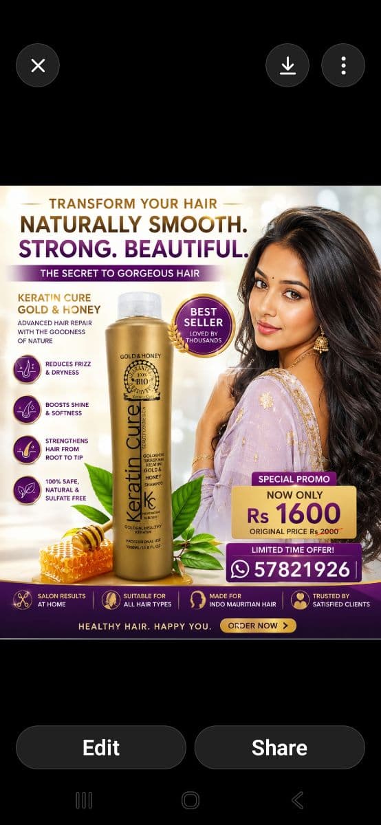 Keratin Cure Gold & Honey Advanced Hair Repair Shampoo